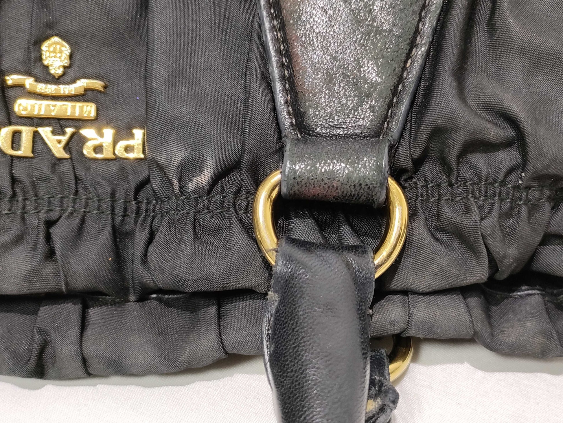 PRADA Nylon SG-Prada Tessuto nylon x leather 2 Way Handbag Black BN1336 Handbag