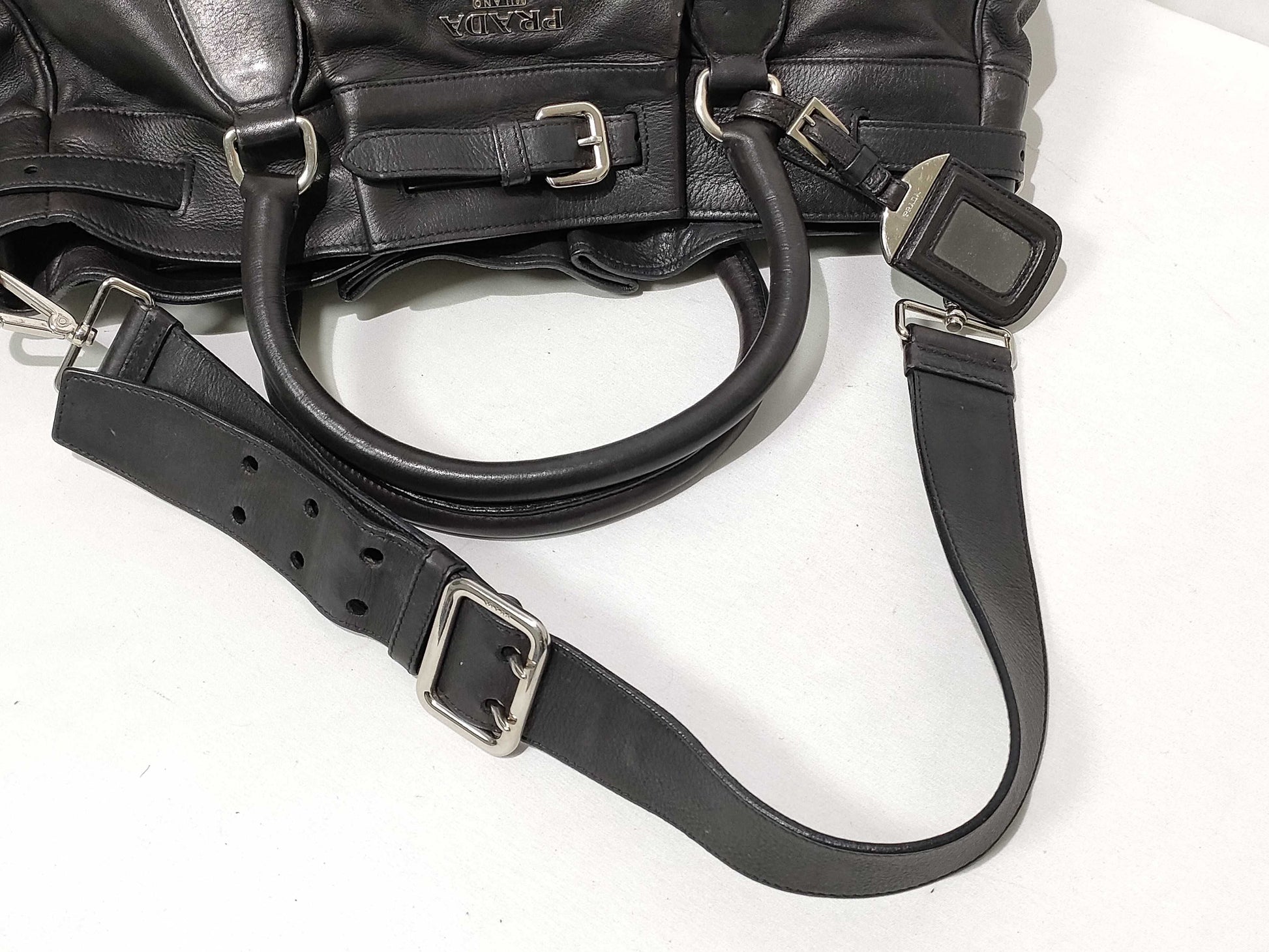 PRADA SG - Prada Leather Shoulder bag Black Handbag