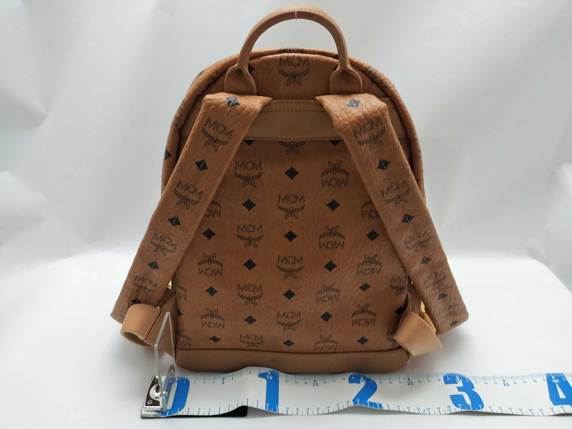 MCM SG-MCM Visetos Leather x Studs Backpack Brown Rucksack
