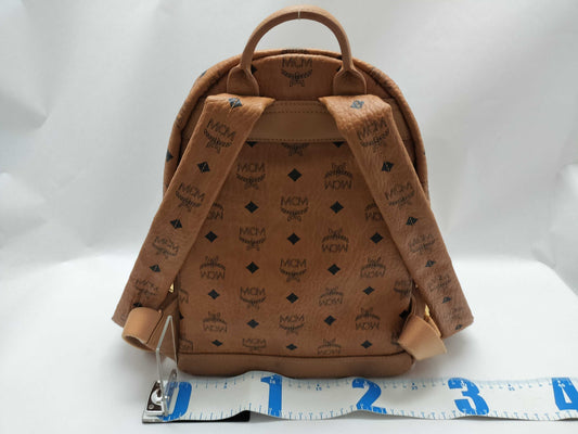MCM SG-MCM Visetos Leather x Studs Backpack Brown Rucksack
