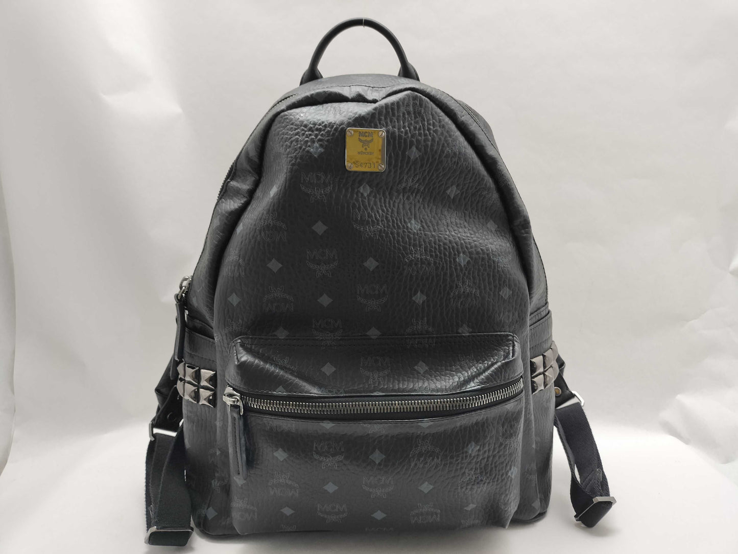 MCM SG-MCM Visetos leather x studs Backpack Black Rucksack