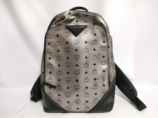 MCM SG-MCM Leather Backpack Grey Rucksack