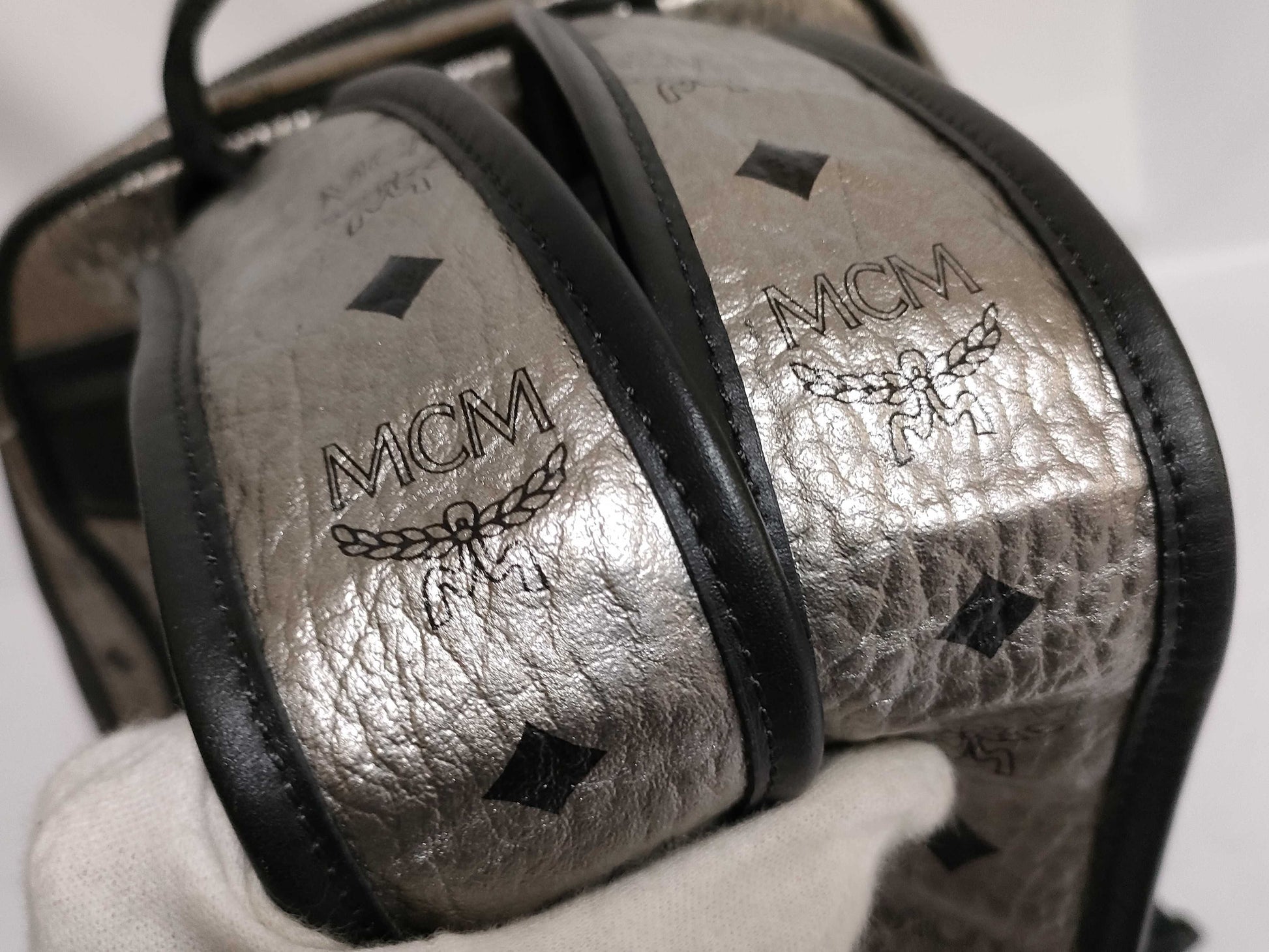 MCM SG-MCM Leather Backpack Grey Rucksack