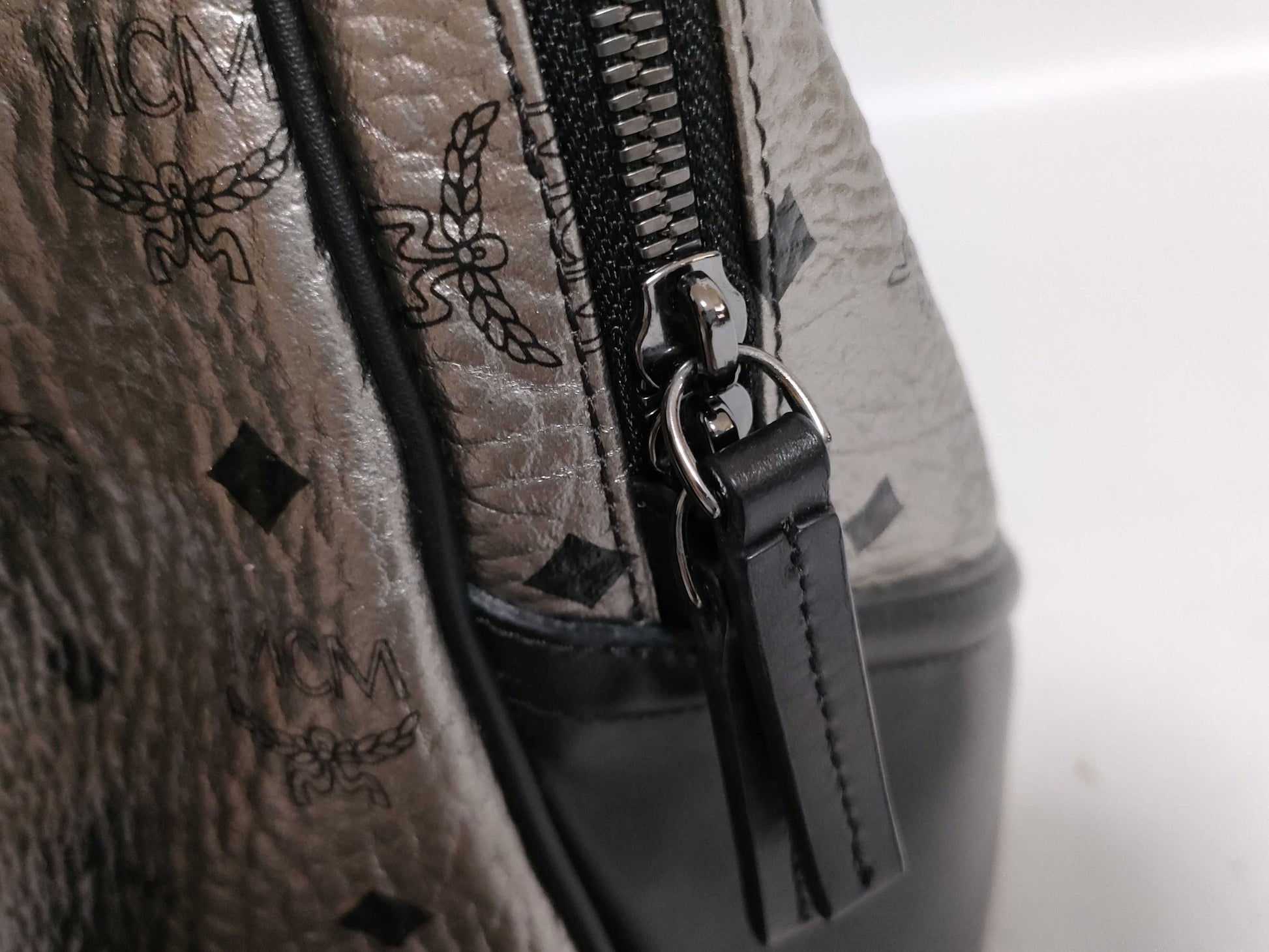 MCM SG-MCM Leather Backpack Grey Rucksack