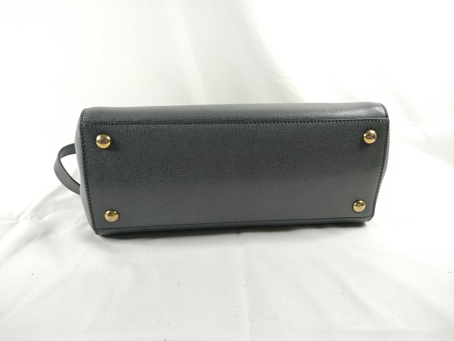 FENDI Petit Toujour Leather 2-Way Handbag Grey 8BH253 Initials Topo