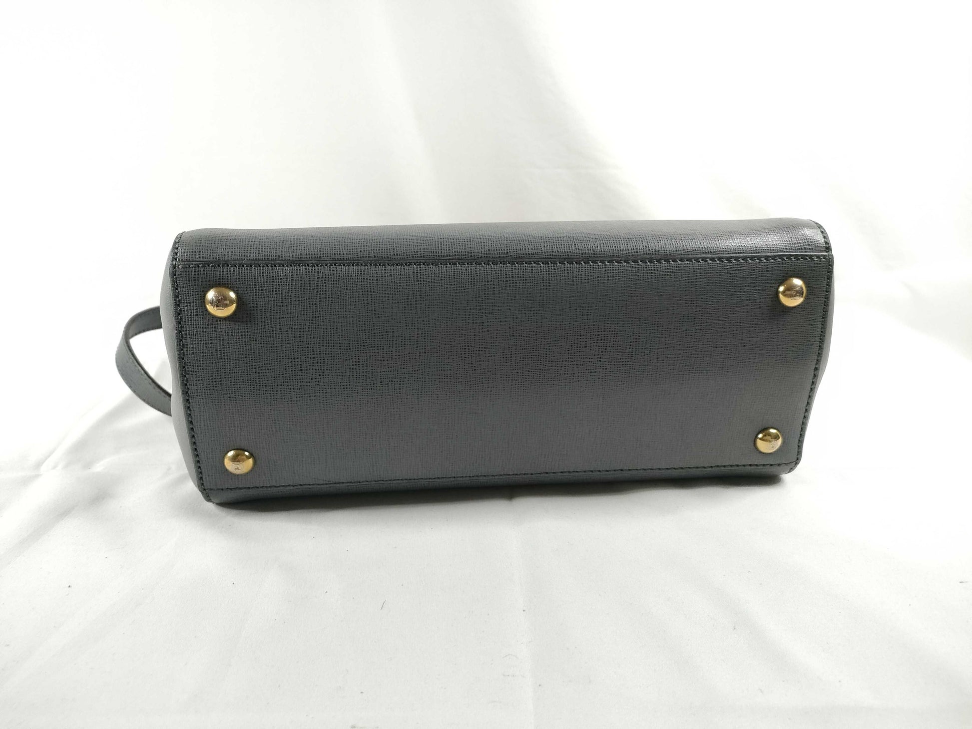 FENDI Petit Toujour Leather 2-Way Handbag Grey 8BH253 Initials Topo