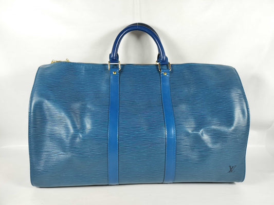 LOUIS VUITTON SG-Louis Vuitton Epi Keepall 50 M42965 VI0965 Blue Boston Bag