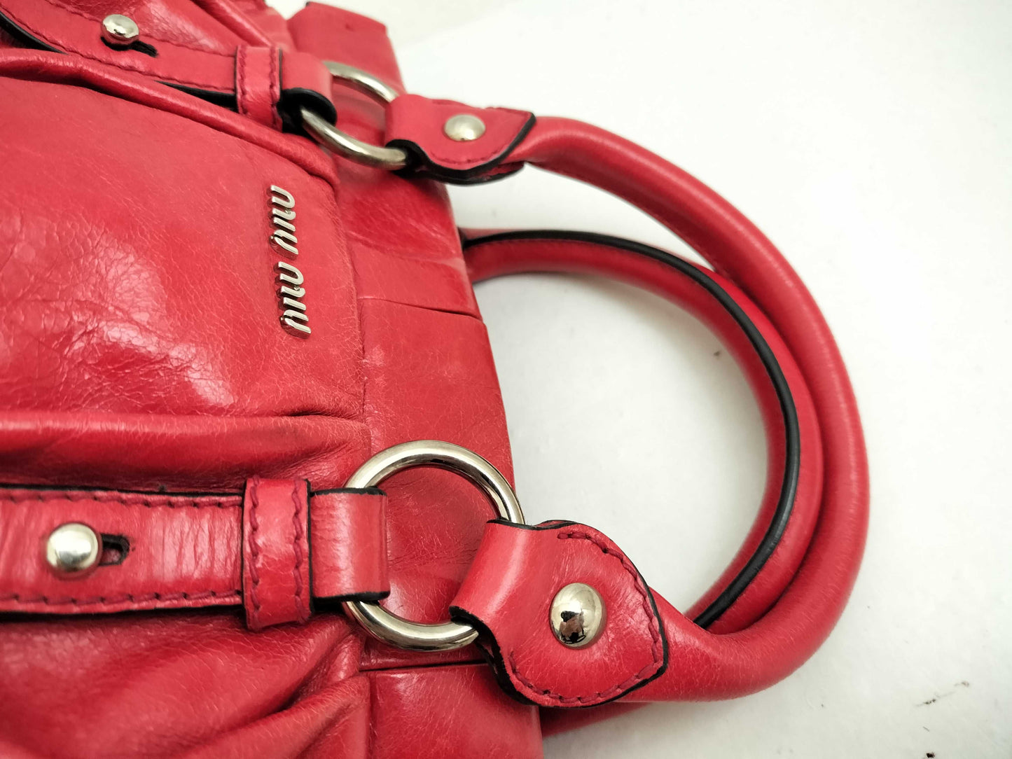 miu miu SG-Miu Miu Leather Shoulder Bag Red handbag