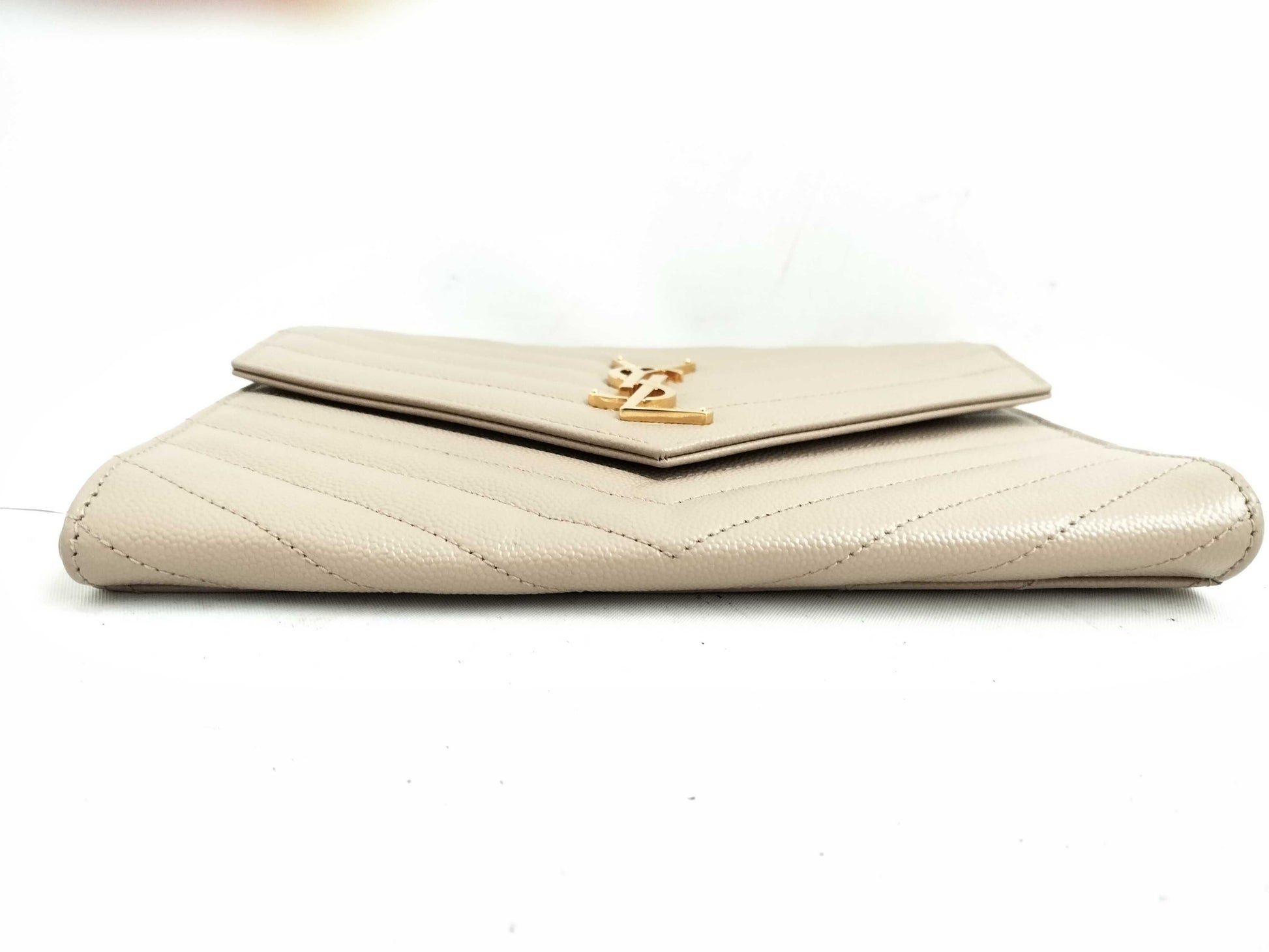 SAINT LAURENT DU-Saint Laurent Paris Leather Clutch Bag Beige 617662 Clutch Bag