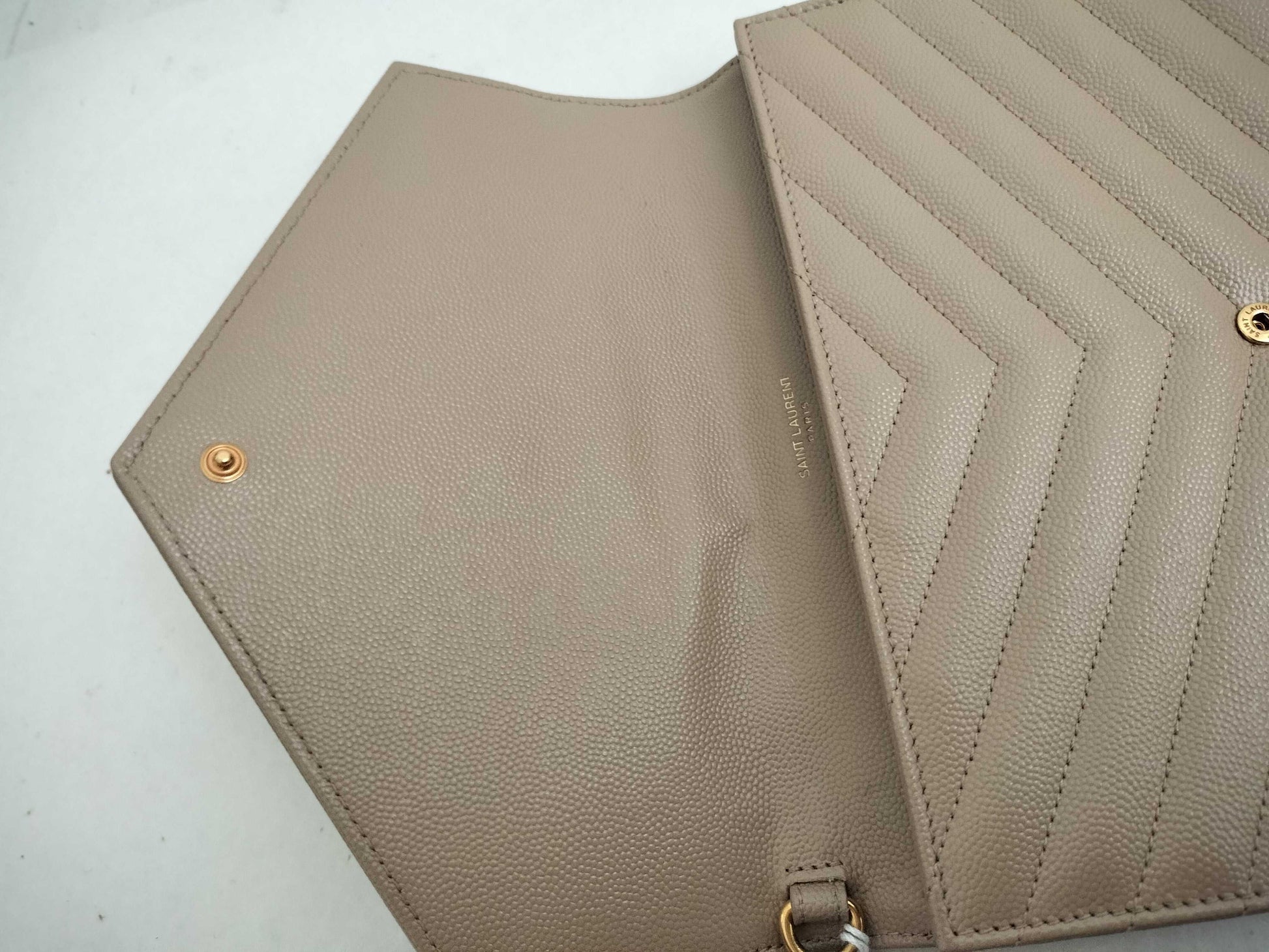 SAINT LAURENT DU-Saint Laurent Paris Leather Clutch Bag Beige 617662 Clutch Bag