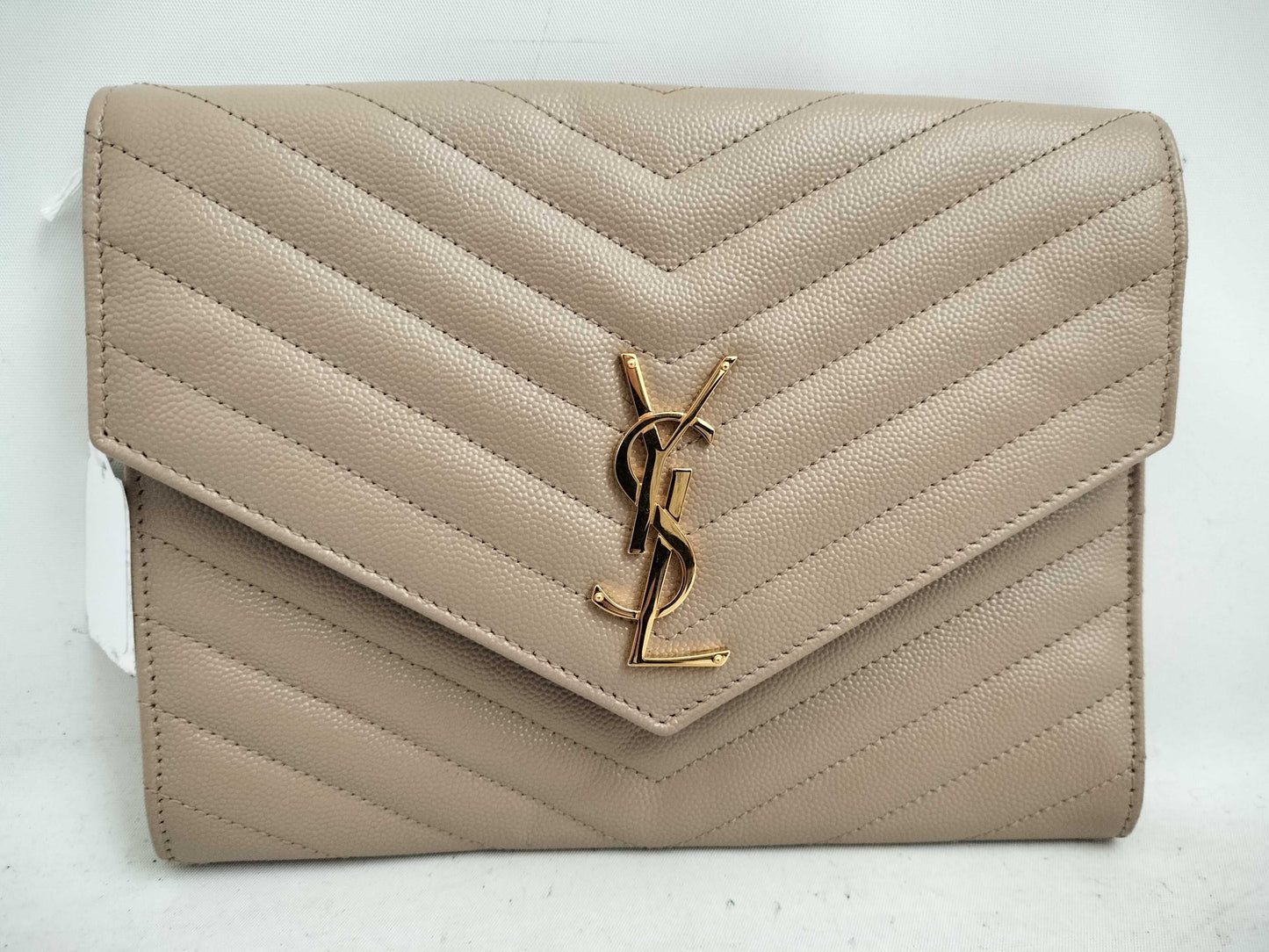 SAINT LAURENT DU-Saint Laurent Paris Leather Clutch Bag Beige 617662 Clutch Bag