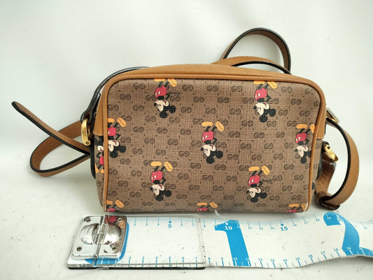 LOUIS VUITTON Gucci x Disney Mini GG Supreme Brown Shoulder Bag Leather 602536 Internal Pen Marks Many Stains Shoulder Bag