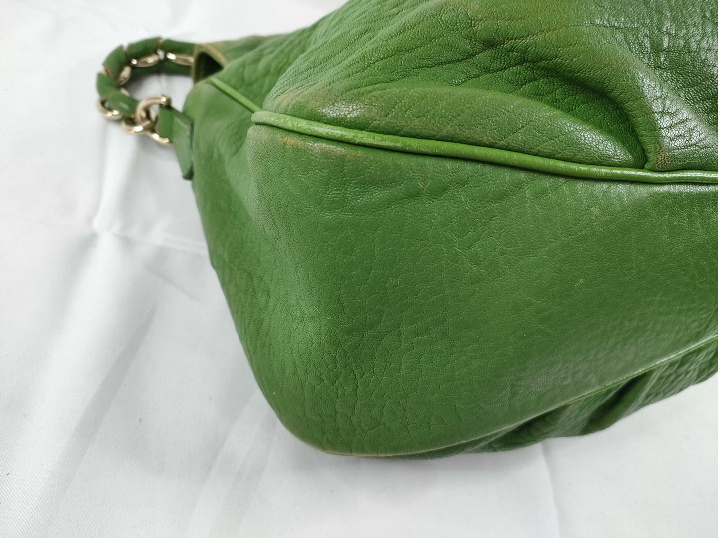 FENDI Mia Leather One Shoulder Bag Green 8BR614 Shoulder Bag