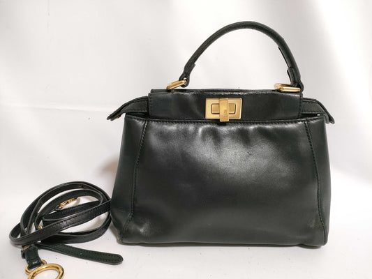 FENDI Mini Peekaboo Leather 2-Way Shoulder Bag Shoulder Bag