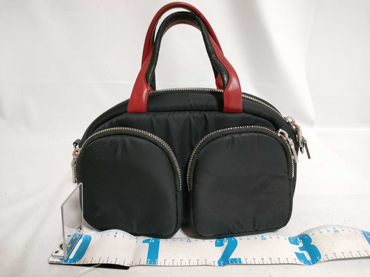 PRADA Nylon Tesuto x Leather Triangle Logo 2-Way Shoulder Bag Handbag