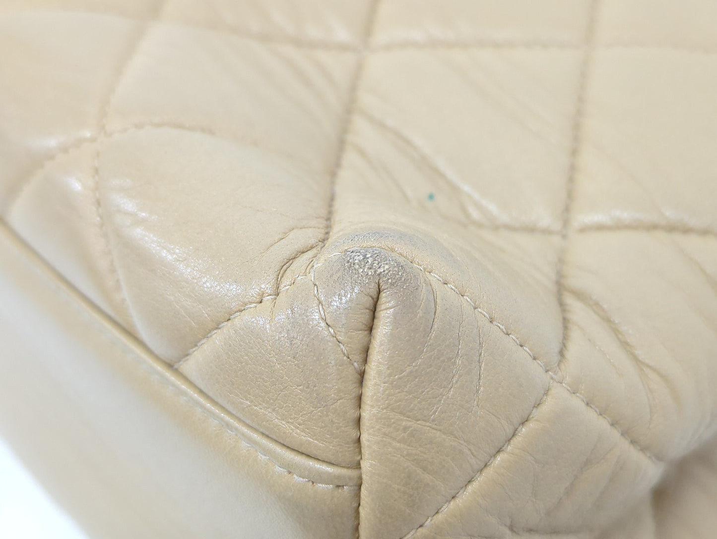 CHANEL Lambskin Chain Tote Beige Tote Bag