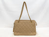 CHANEL Lambskin Chain Tote Beige Tote Bag