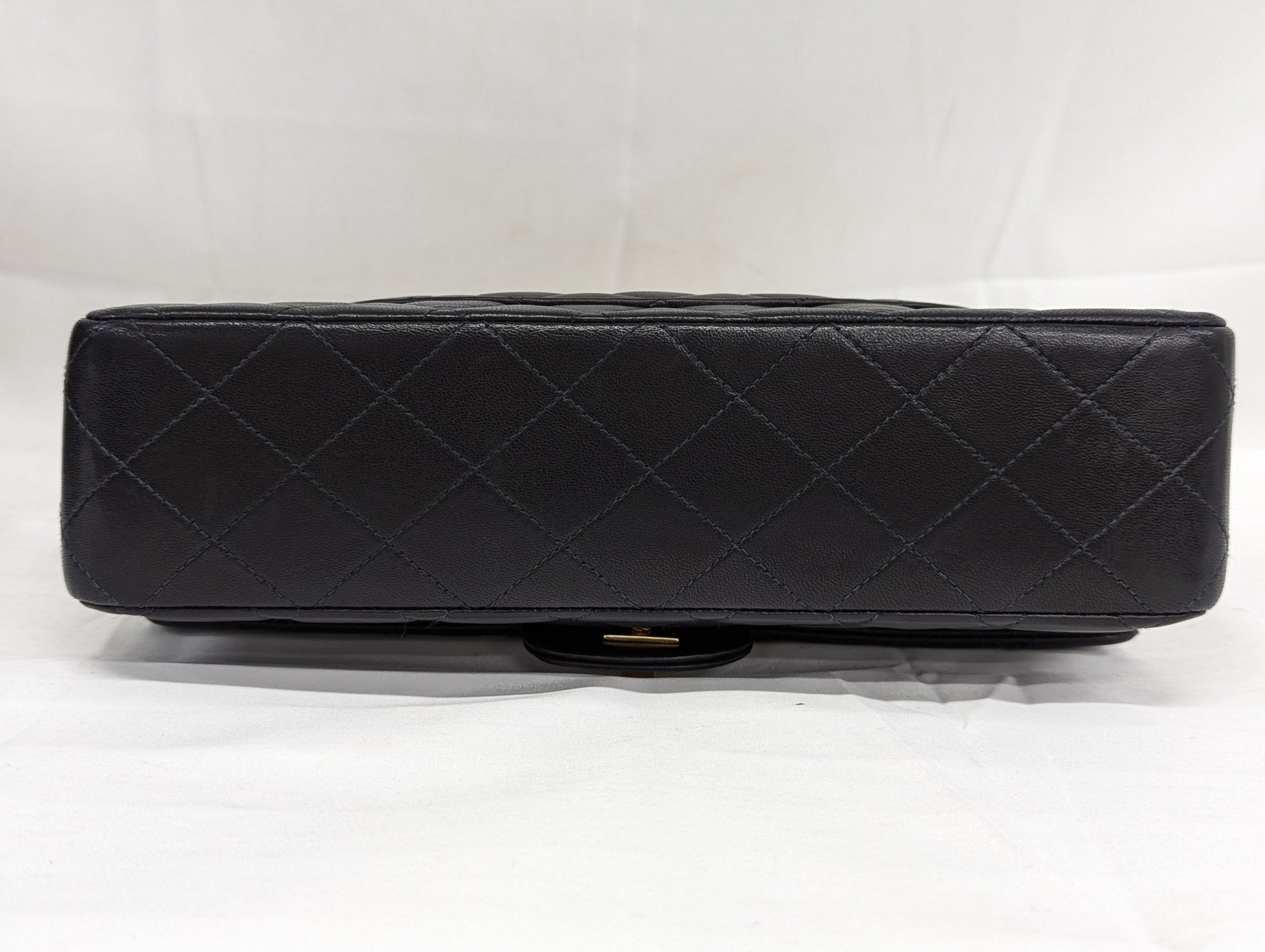 CHANEL Lambskin W Flap Black Shoulder Bag