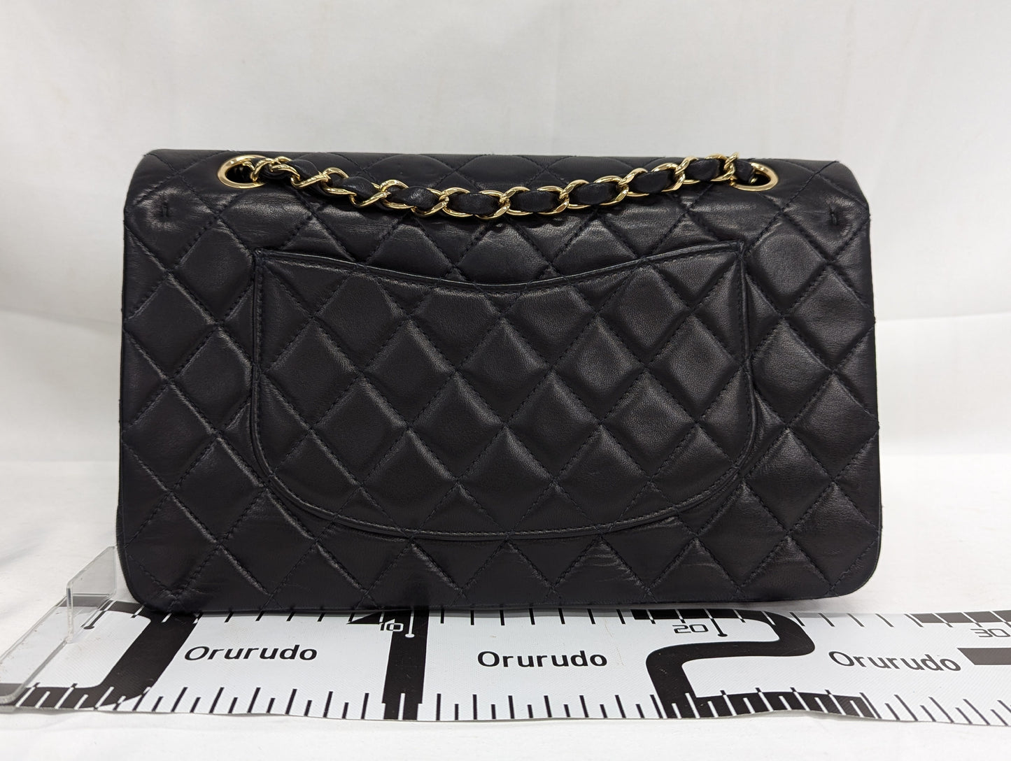 CHANEL Lambskin W Flap Black Shoulder Bag