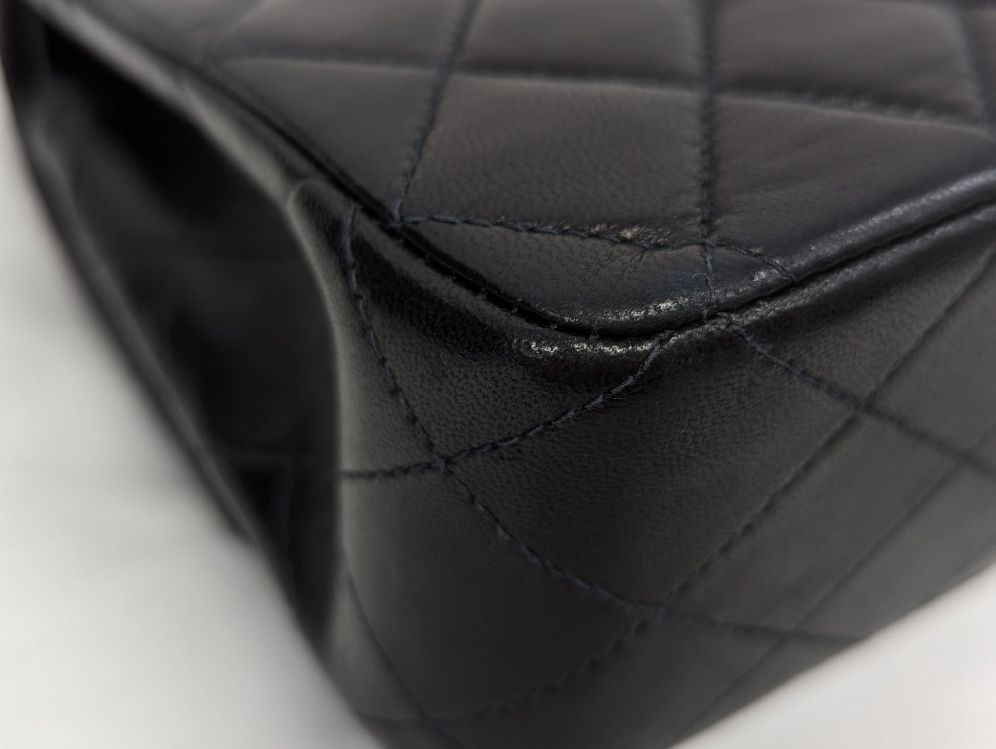 CHANEL Lambskin W Flap Black Shoulder Bag