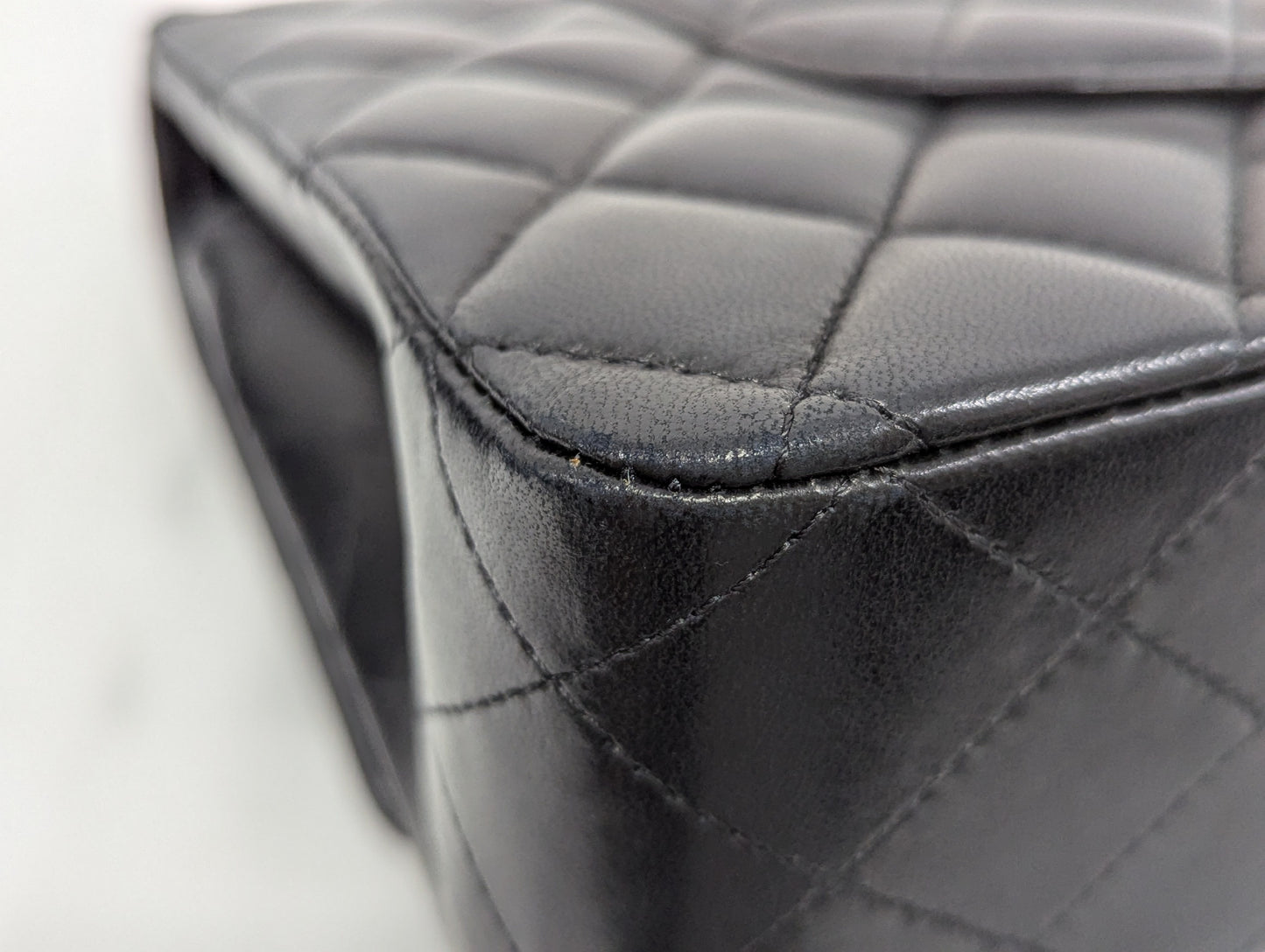 CHANEL Lambskin W Flap 25 Black 20th Series Shoulder Bag