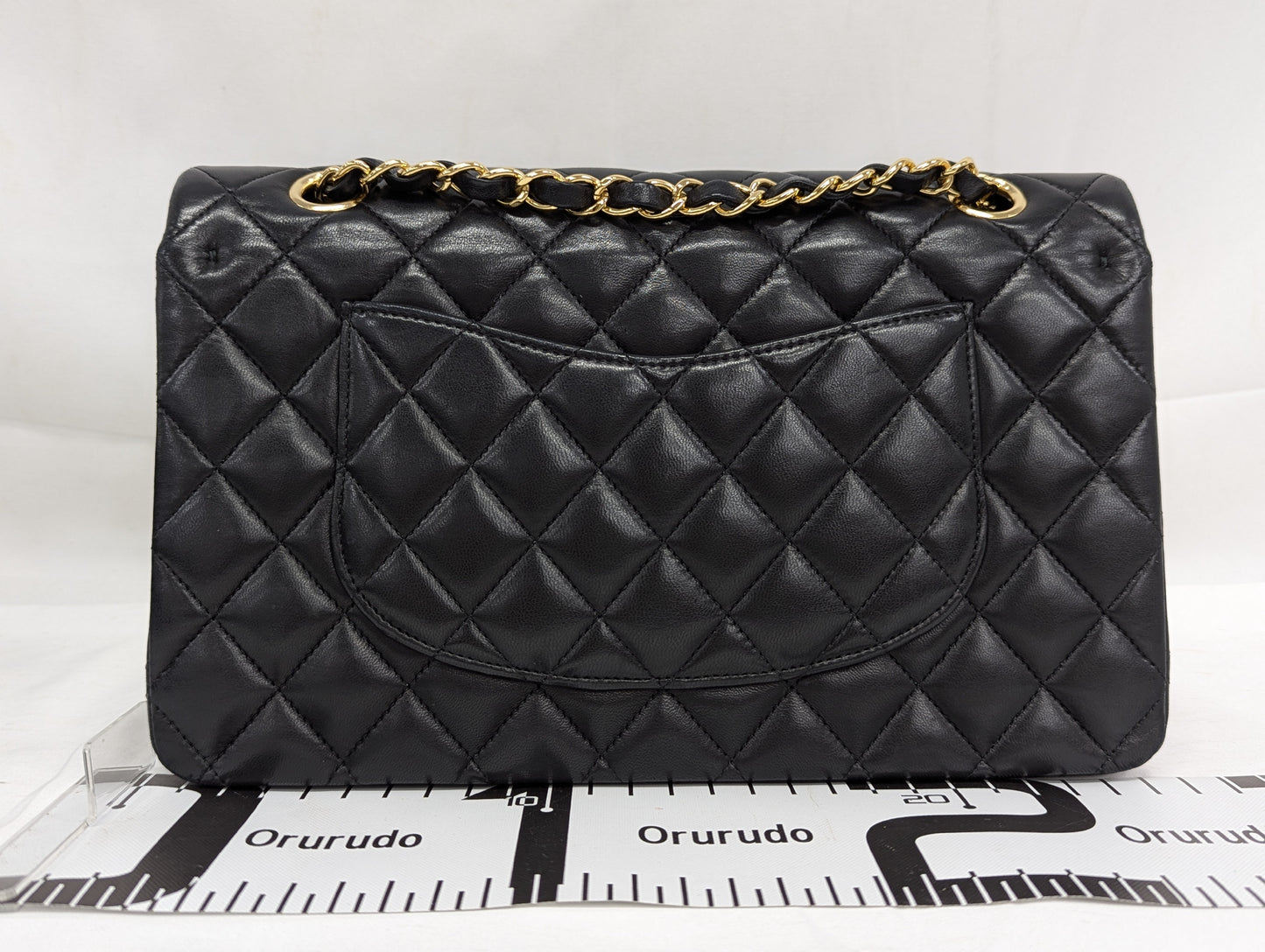 CHANEL Lambskin W Flap 25 Black 20th Series Shoulder Bag