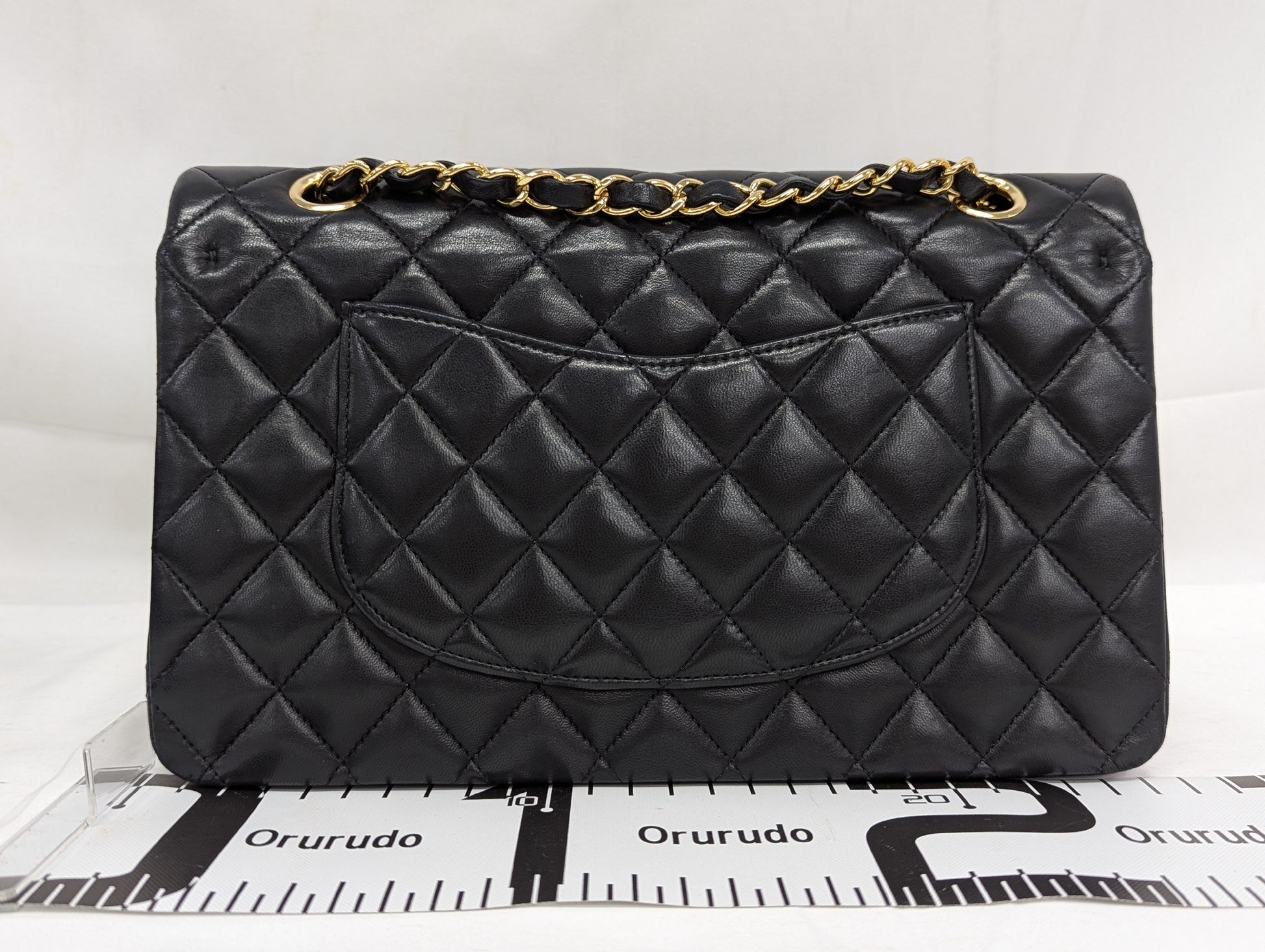 CHANEL Lambskin W Flap 25 Black 20th Series Shoulder Bag