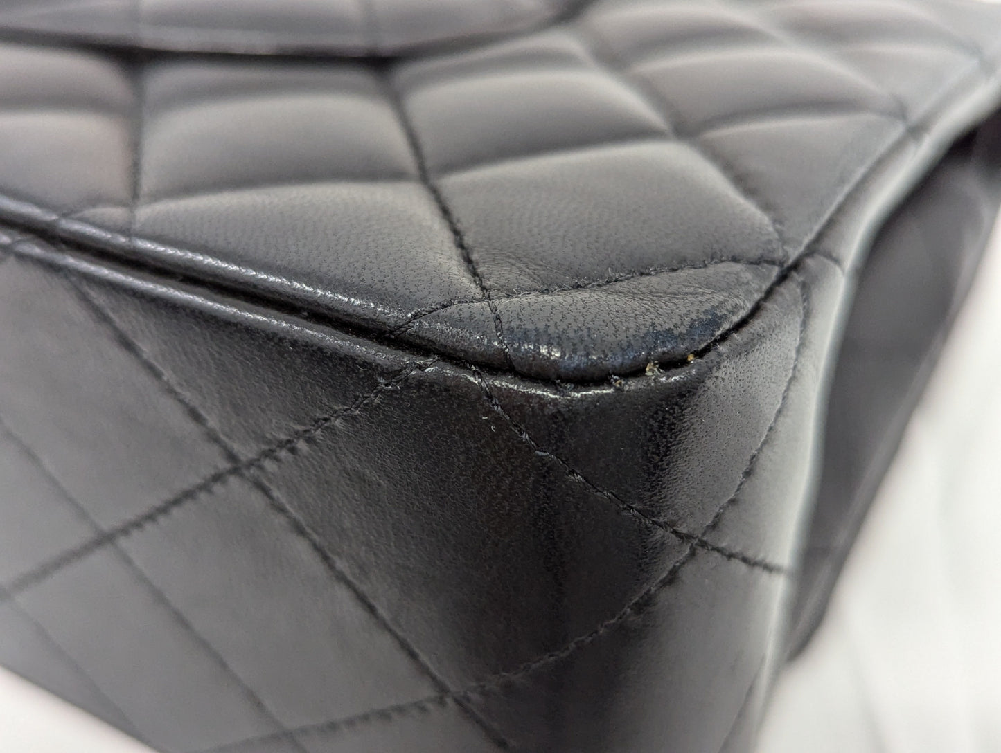 CHANEL Lambskin W Flap 25 Black 20th Series Shoulder Bag