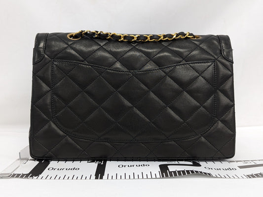 CHANEL Lambskin Matlasse Paris Exclusive W Flap Shoulder Bag