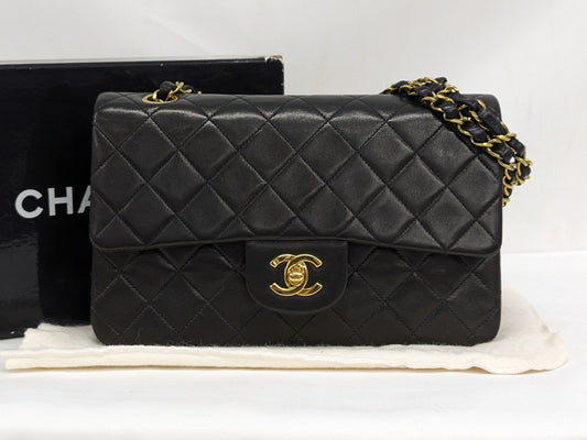 CHANEL Lambskin W Flap 23 Black Shoulder Bag