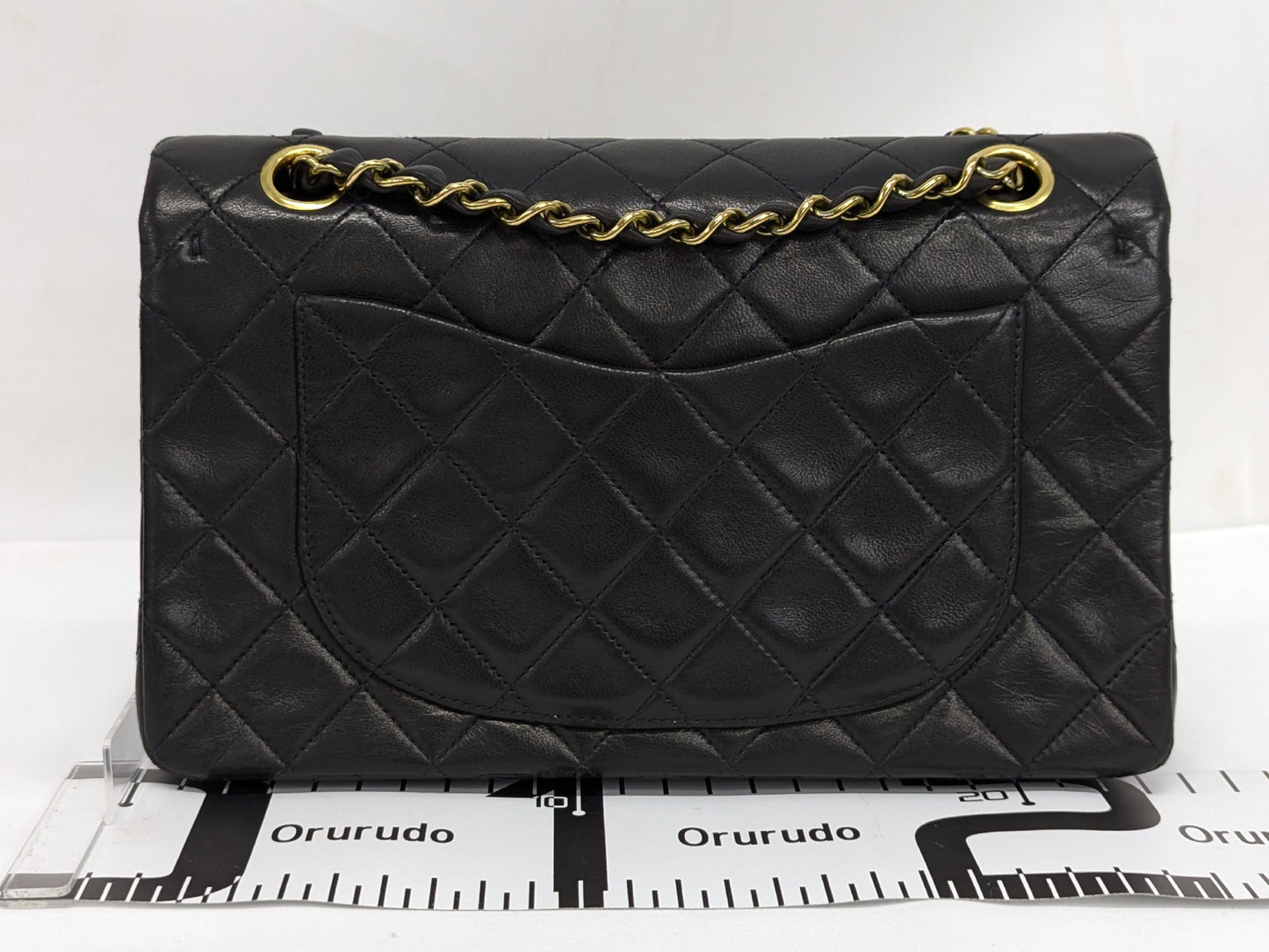 CHANEL Lambskin W Flap 23 Black Shoulder Bag