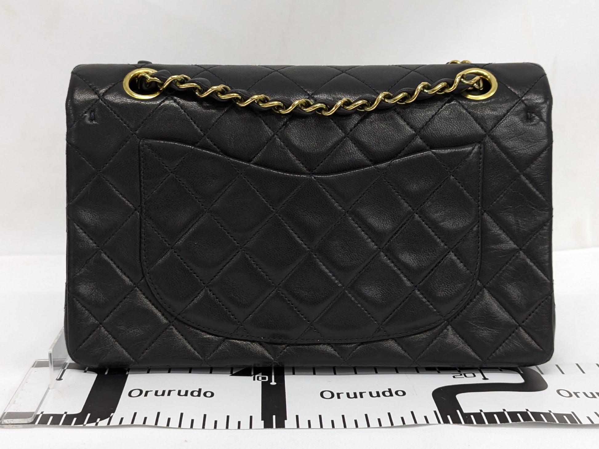 CHANEL Lambskin W Flap 23 Black Shoulder Bag