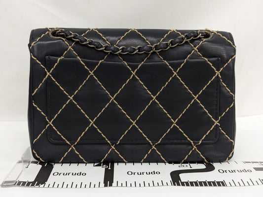 CHANEL Wild Stitch Chain Shoulder Black Shoulder Bag