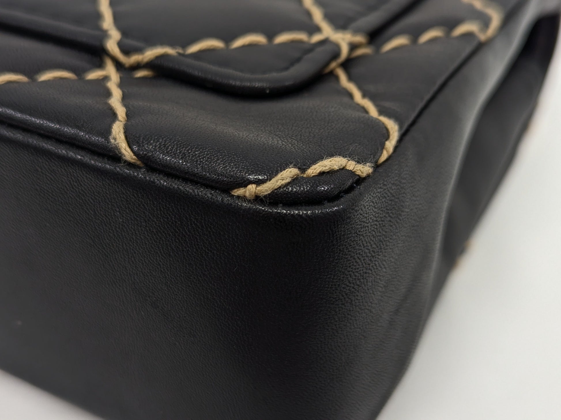CHANEL Wild Stitch Chain Shoulder Black Shoulder Bag