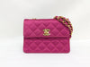 CHANEL Satin Mini Mini Matrasse Pink Shoulder Bag