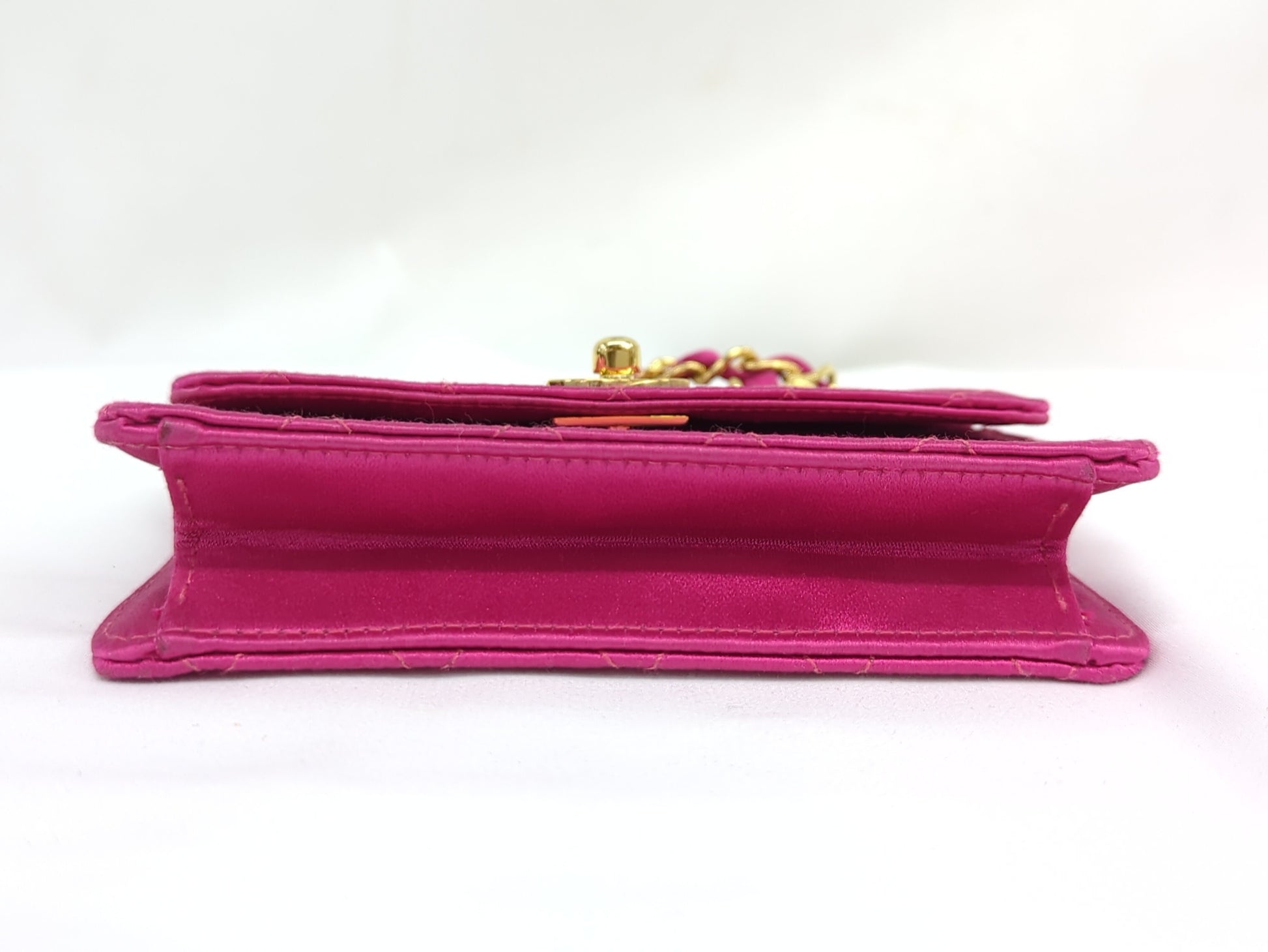 CHANEL Satin Mini Mini Matrasse Pink Shoulder Bag