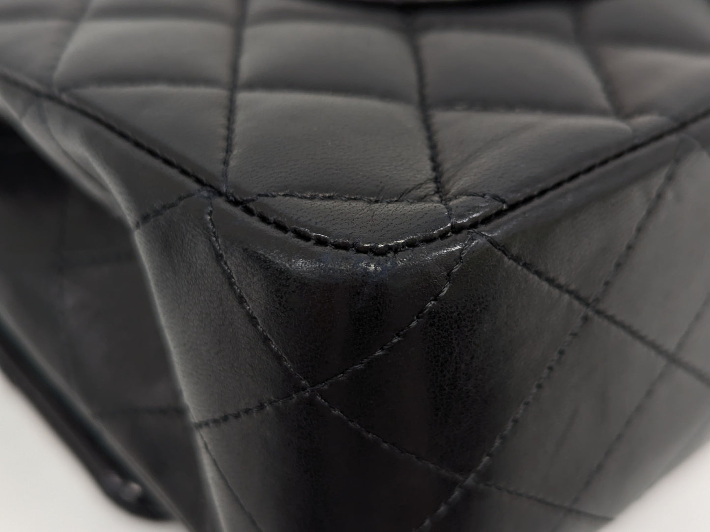 CHANEL Lambskin W Flap Shoulder Bag