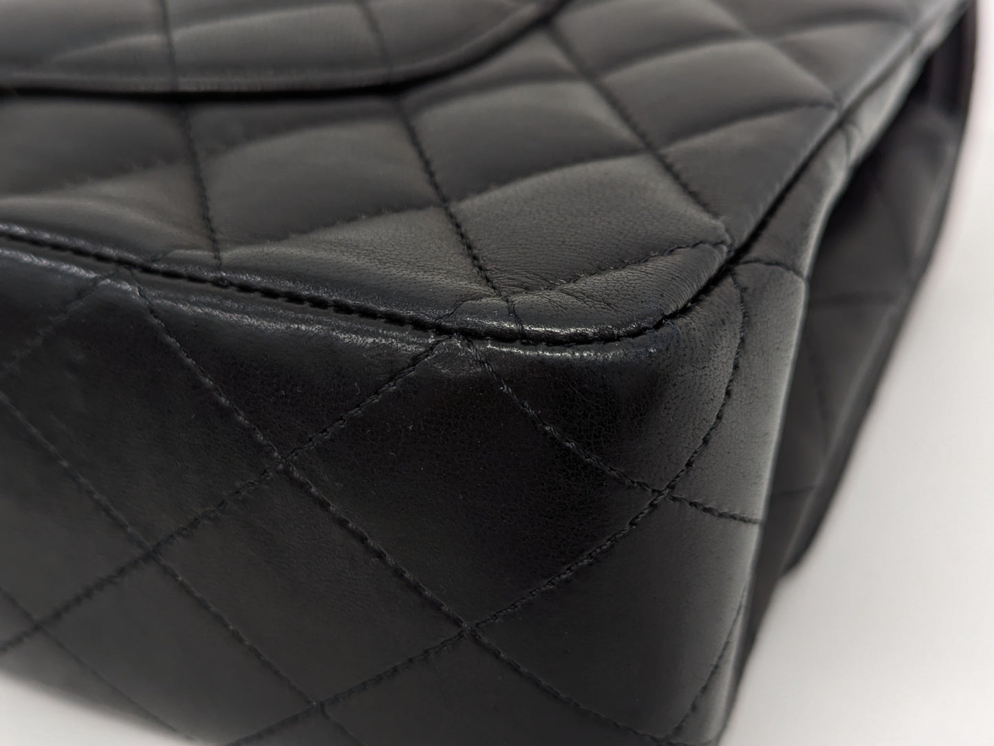 CHANEL Lambskin W Flap Shoulder Bag