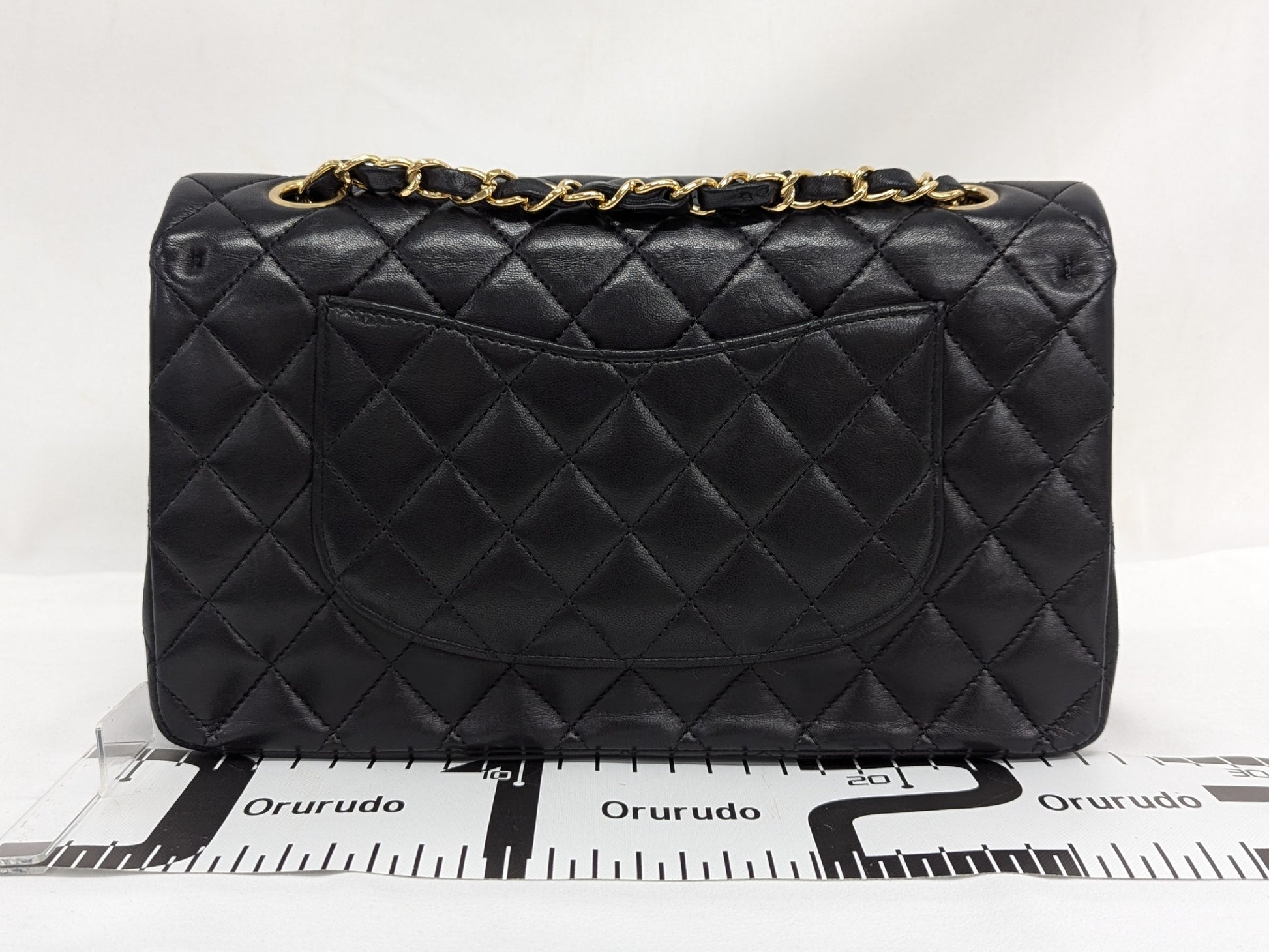 CHANEL Lambskin W Flap Shoulder Bag