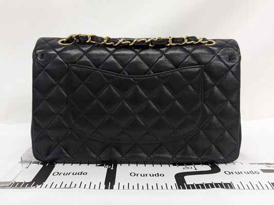 CHANEL Lambskin W Flap Shoulder Bag