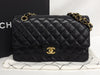CHANEL Lambskin W Flap Shoulder Bag