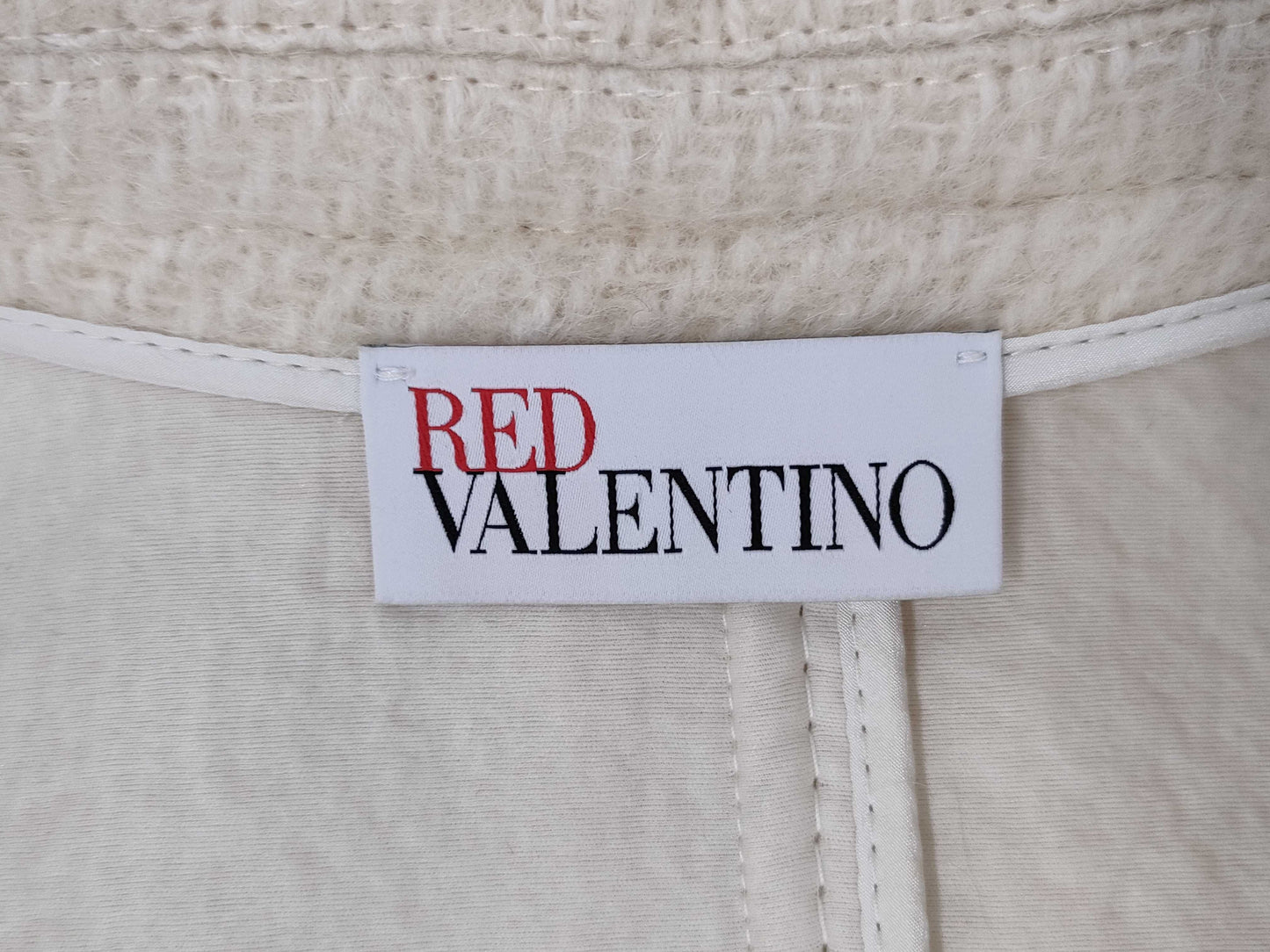 VALENTINO Gold Button Double-Breasted Long Coat, Beige, Women's, Size 40
