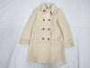 VALENTINO Gold Button Double-Breasted Long Coat, Beige, Women's, Size 40