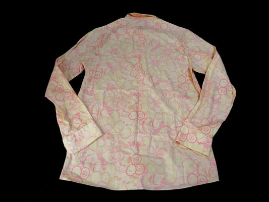 LOUIS VUITTON Floral Print Long Sleeve Shirt, Cotton, Size S, Men's, Pink