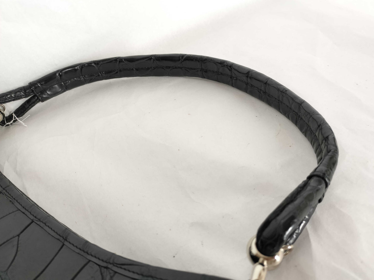 JRA Woven Tag Center Removal Crocodile Real Crocodile Crocodile Leather One Shoulder Bag Handbag Leather Black Black Shoulder Bag