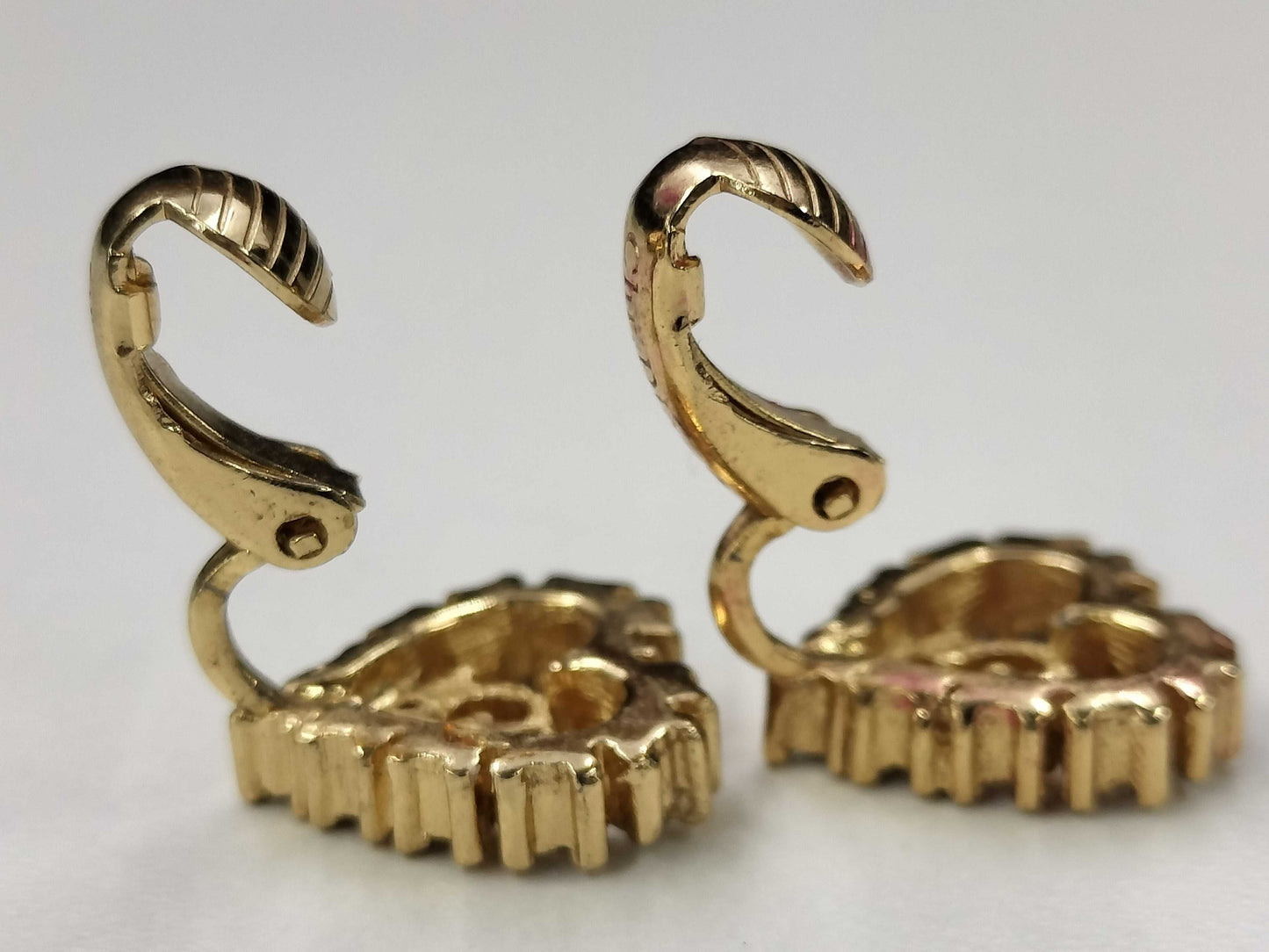 Dior Christian Dior Heart Rhinestone Earrings with CD Logo