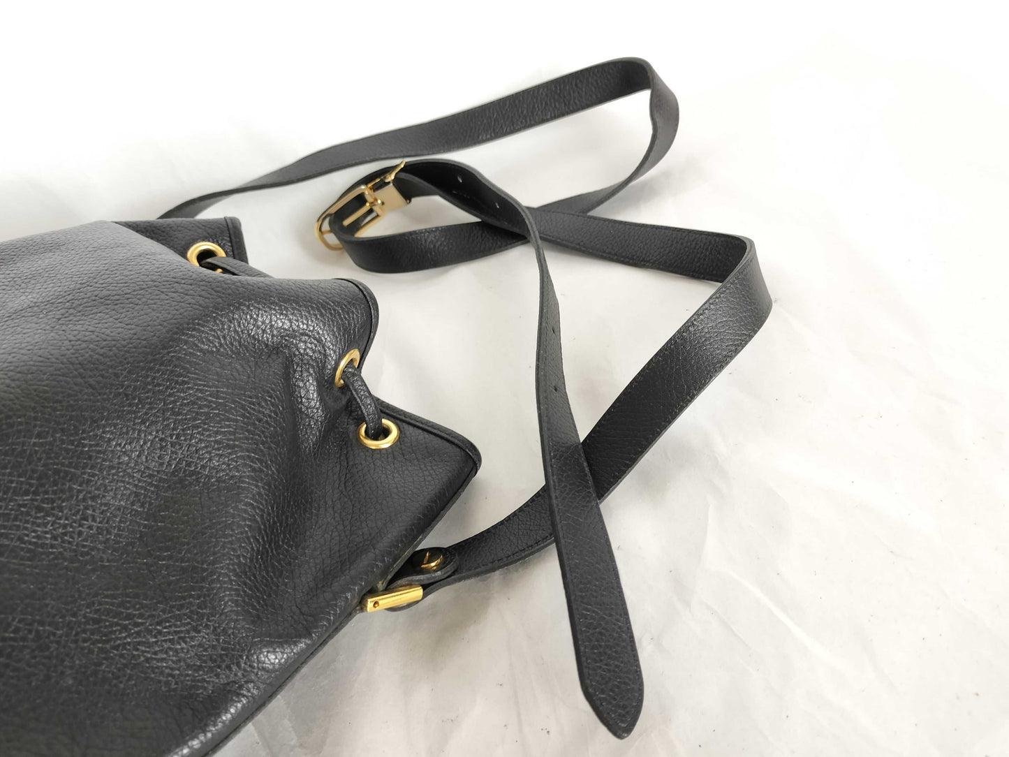 Christian Dior Leather Drawstring Shoulder Bag Black Black Christian Dior Shoulder Bag