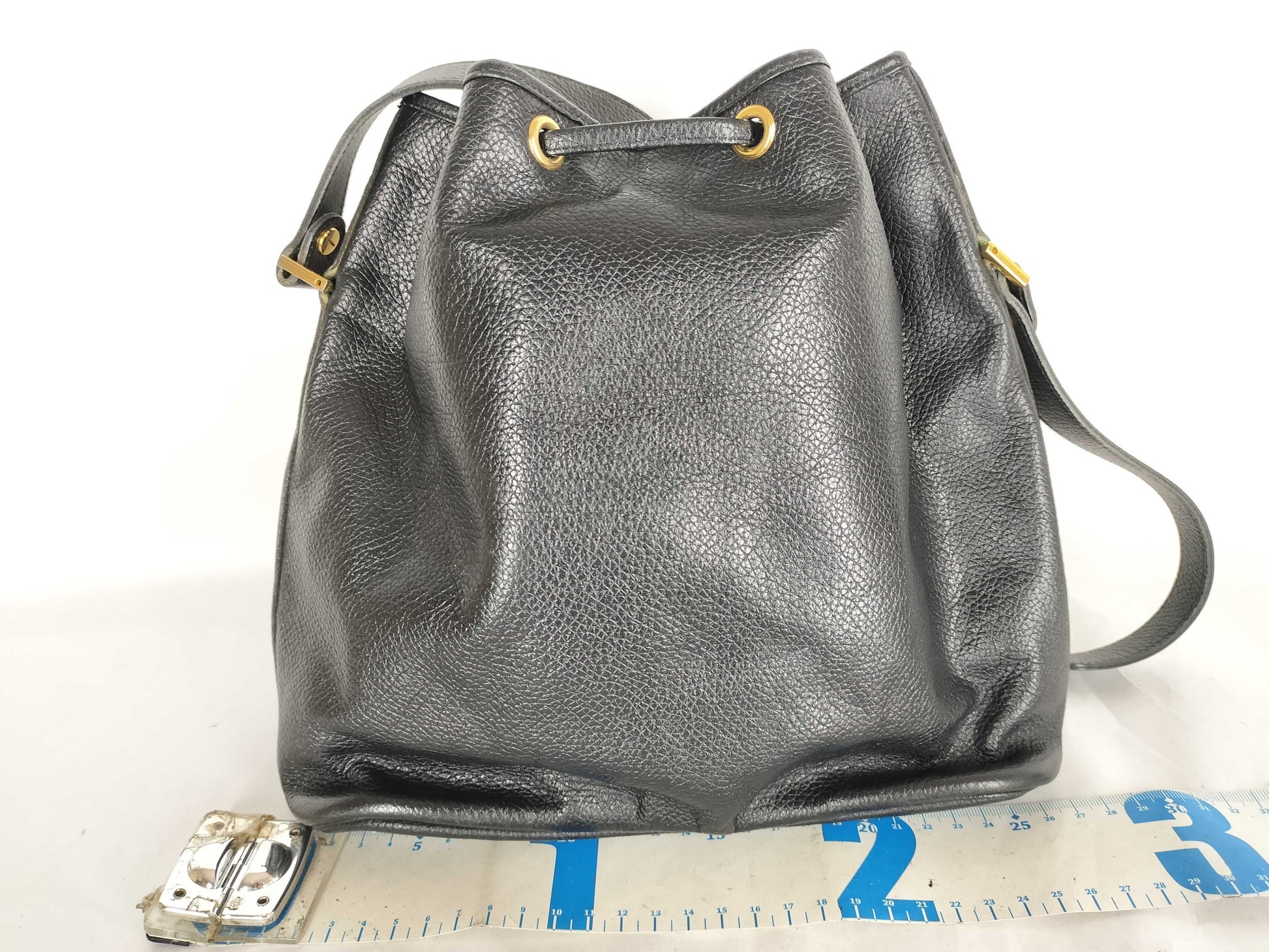 Christian Dior Leather Drawstring Shoulder Bag Black Black Christian Dior Shoulder Bag