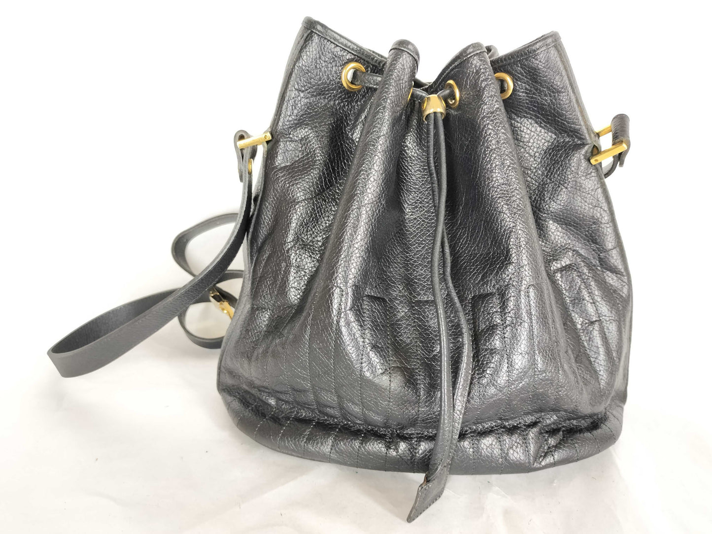 Christian Dior Leather Drawstring Shoulder Bag Black Black Christian Dior Shoulder Bag
