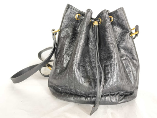 Christian Dior Leather Drawstring Shoulder Bag Black Black Christian Dior Shoulder Bag